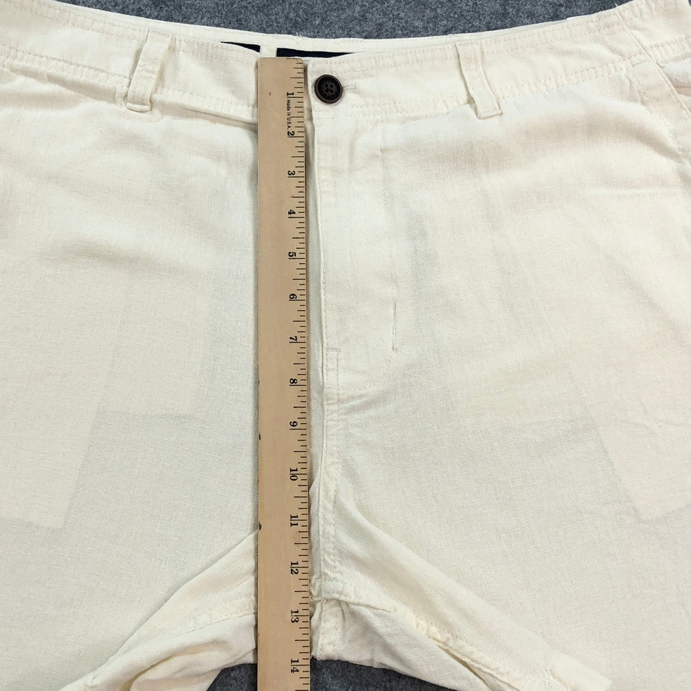 Lucky Brand Mens Shorts 36 Linen Blend Cream Ivory Flat Front High Rise - Picture 9 of 13